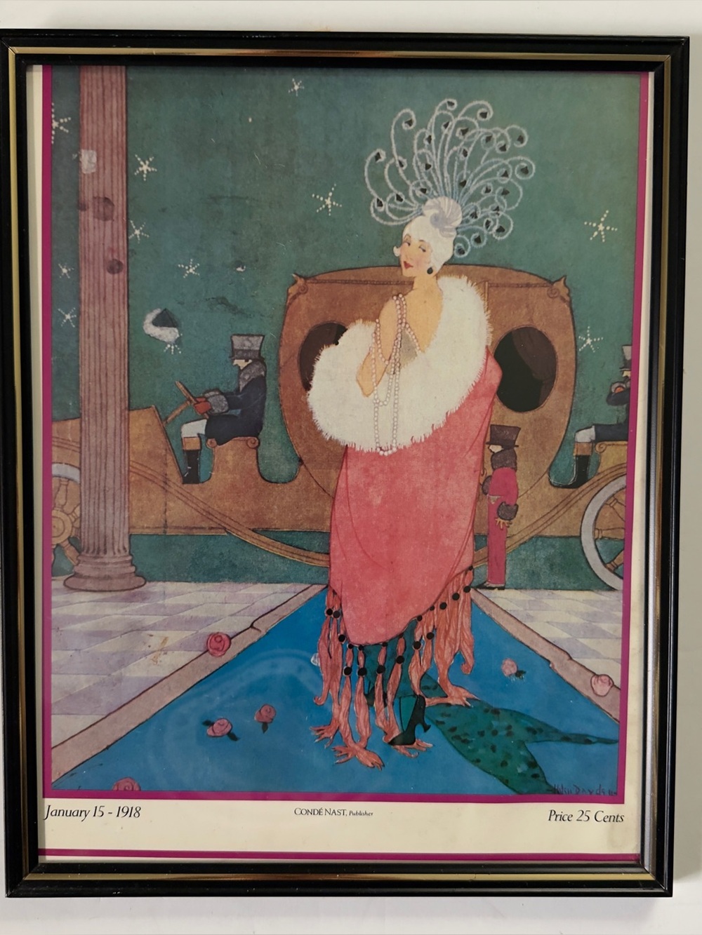 VTG Condé Nast 1918 Vogue Cover Print – Framed Helen Dryden Art Deco Beauty